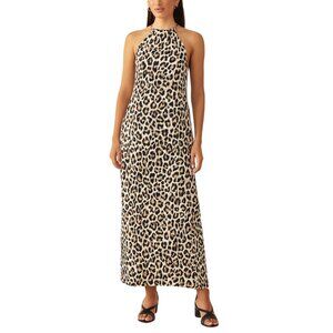 Michael Kors Collection Leopard Maxi Dress Women’s 2 Halter Flowy Lined